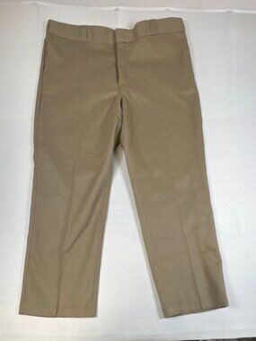 Dickies Men 42x30 Khaki Tan Chino Flat Front Work Pants Straight Leg Twill